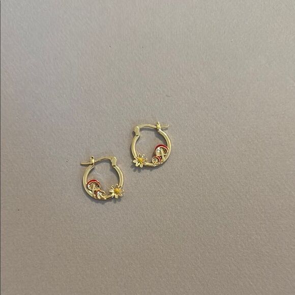 Red mushroom Hoop Earrings M435 - Picture 2 of 2